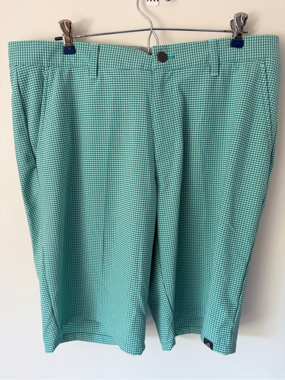 adidas Men's Aquamarine Gingham Performance Shorts
